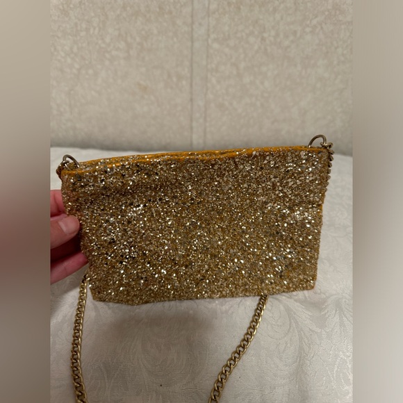 J. Crew Gold Small Full Sequin Crossbody Purse Wedding NYE Sparkly Glitter - Picture 7 of 7